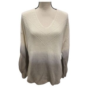 American Rag Cream and Gray Ombré V-Neck Sweater